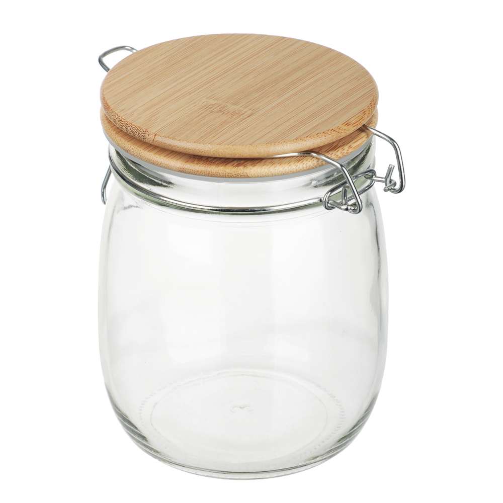 Банка для сыпучих продуктов 750мл 11x14,5см, стекло, крышка бамбук - #5