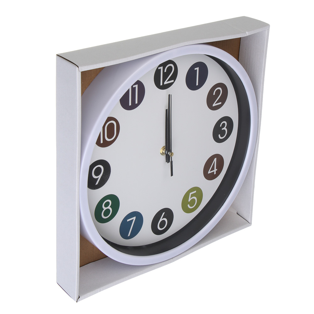 Часы настенные тм LADECOR CHRONO круглые, 30x30x4 см, пластик, стекло, 1хАА - #4