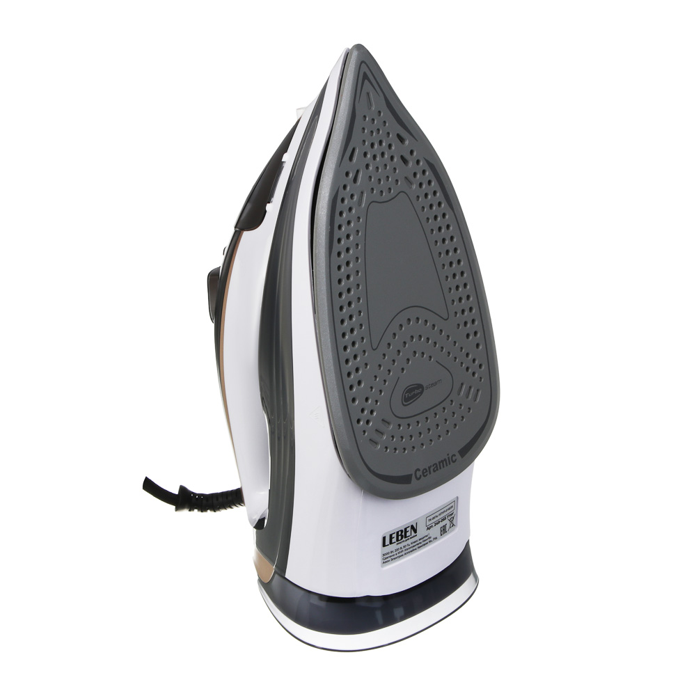 LEBEN Утюг с отпаривателем 3000 Вт, керамика, цифр. дисплей (антинакипь, антикапля, автоотключение) - #4