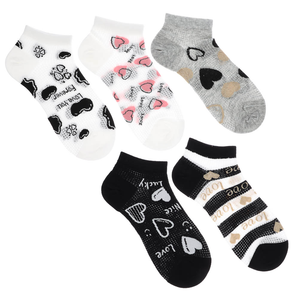 Носки женские короткие с рисунком, тм Turkan, р. 36-41, 90%хлопок,8% п/а, 2%лайкра,разноцветные,6460 - #4