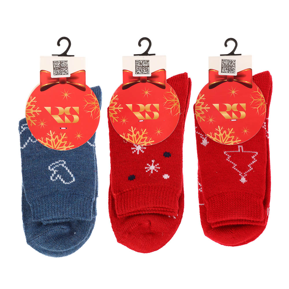 Носки женские с новогодней тематикой, 85% акрил, 14% полиамид, 1% эластан, п. 36-39 - #7