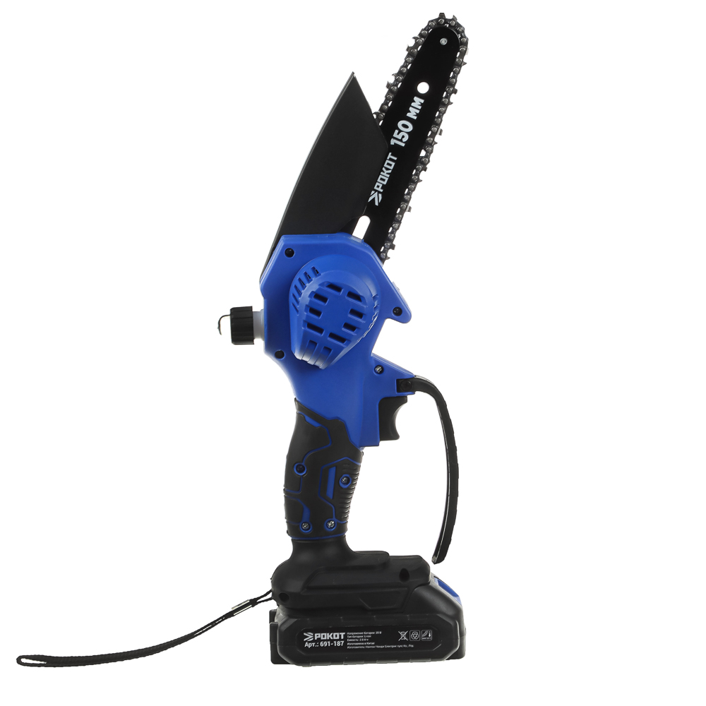 РОКОТ Электропила аккумуляторная, 2АКБ, шина 150мм, 2.0 А*ч Li-ion, пластик.кейс - #3