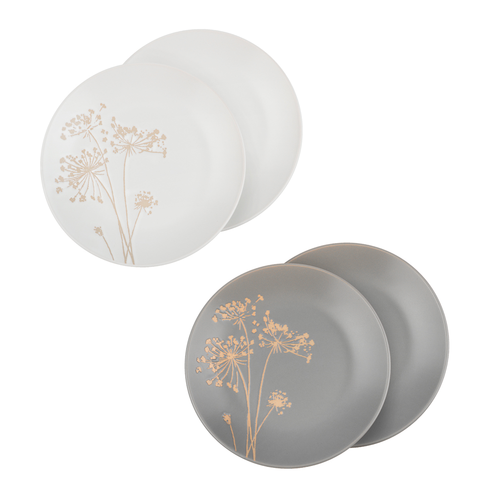 Набор посуды 12 пр. тм MILLIMI (тар19,5см*4, 20см*2, салатн14см*2, кружка340мл*4) керамика,сер.,бел. - #2