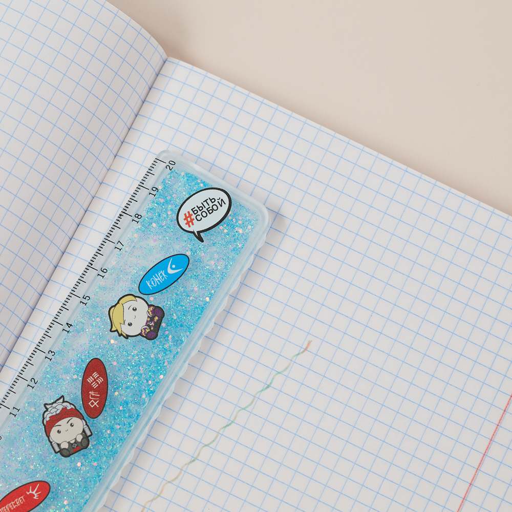 BY Русские Супергерои Линейка 20 см, принт, подвижные блестки в геле, "Кавай", 4 цвета - #8