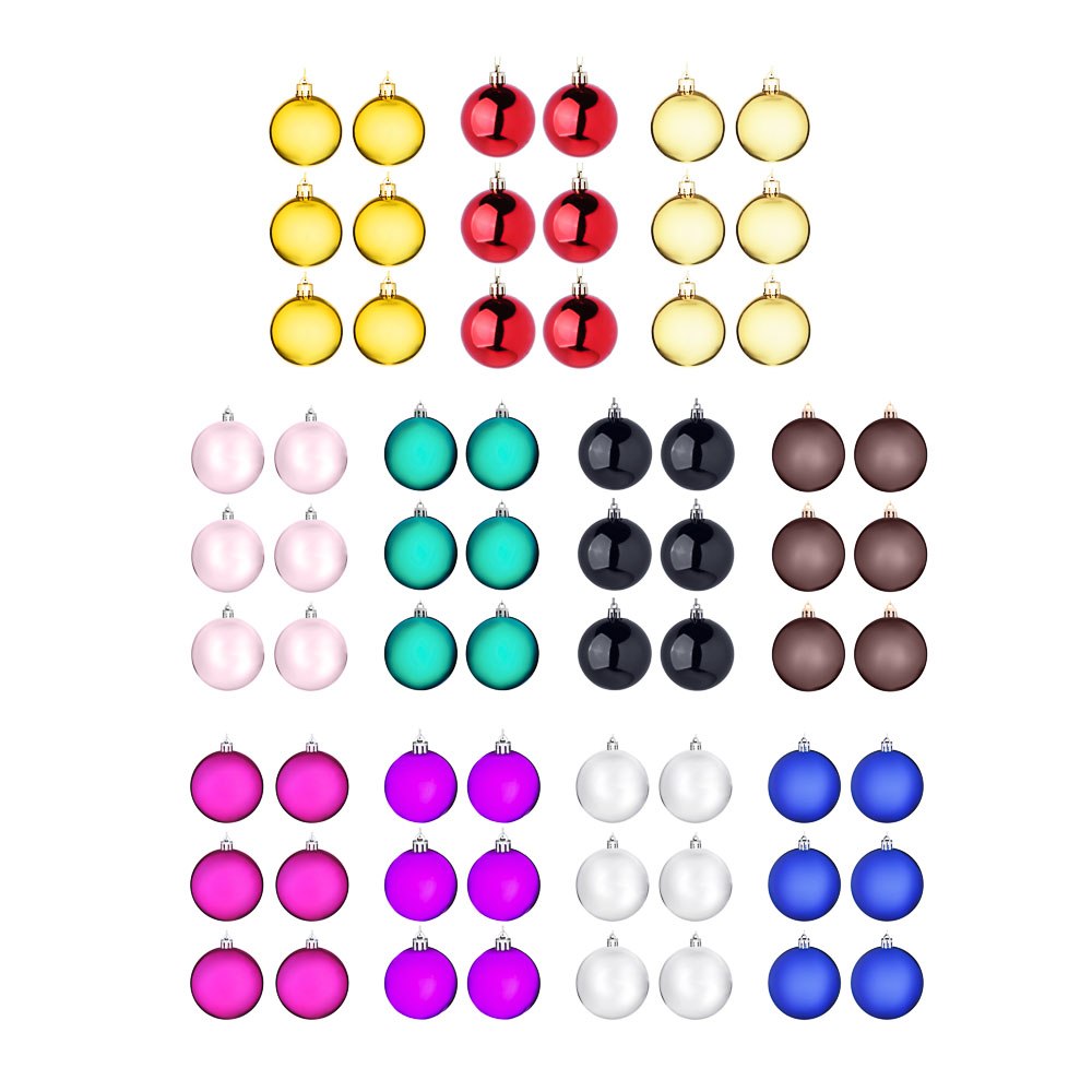 Елочные шары набор СНОУ БУМ 6шт, 6см, пластик, в пакете, ассортимент цветов, глянец - #1