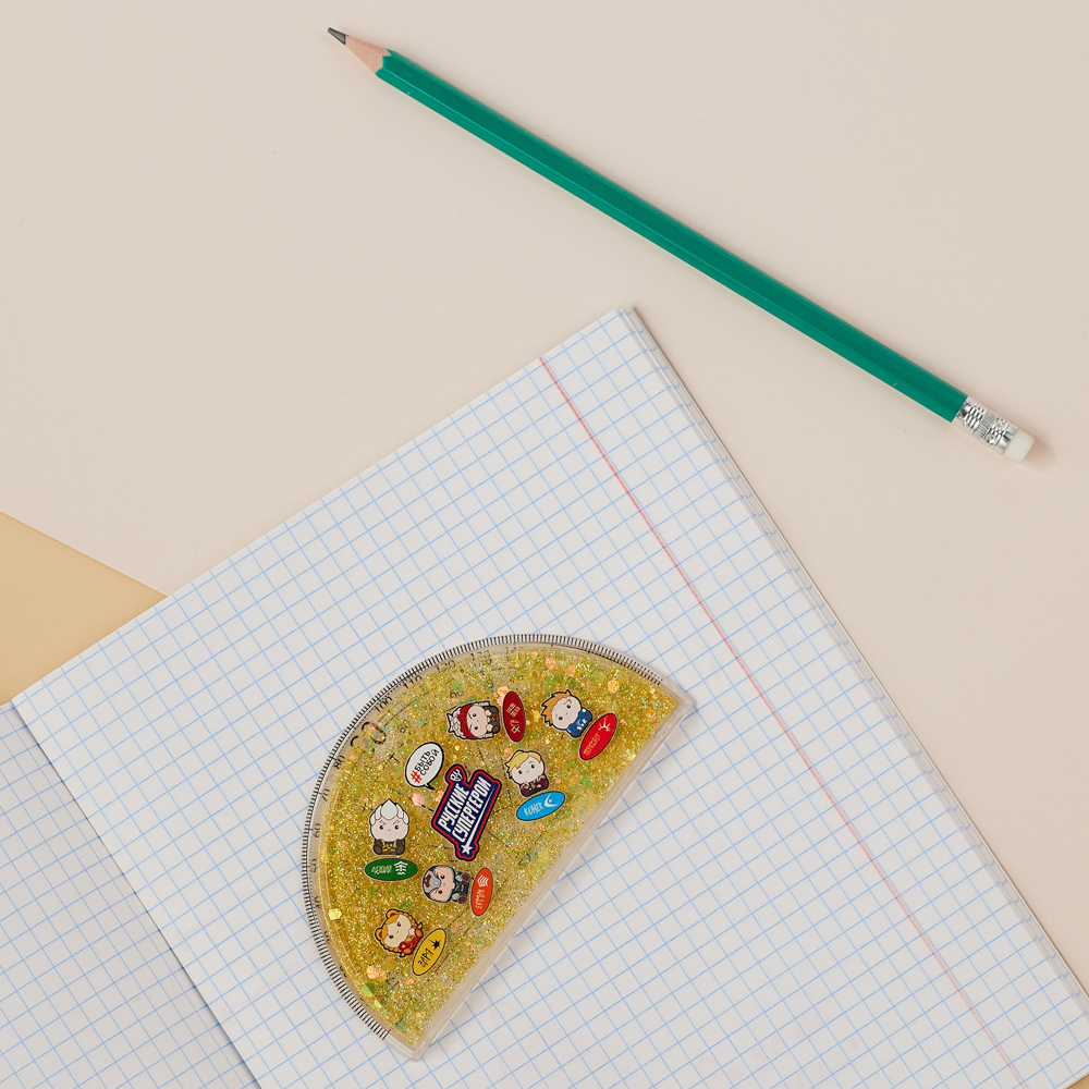 BY Русские Супергерои Транспортир 10 см, 180 градусов, принт, подв.блестки в геле, "Кавай", 3 цвета - #12