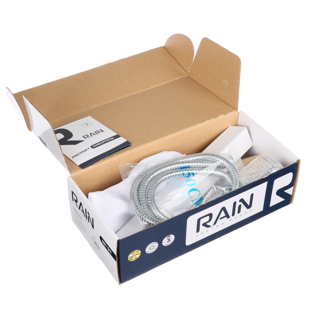 RAIN Смеситель для ванны Уран, прямой излив 35см, керам. кран-буксы 1/2, душ. набор, латунь, хром - #7