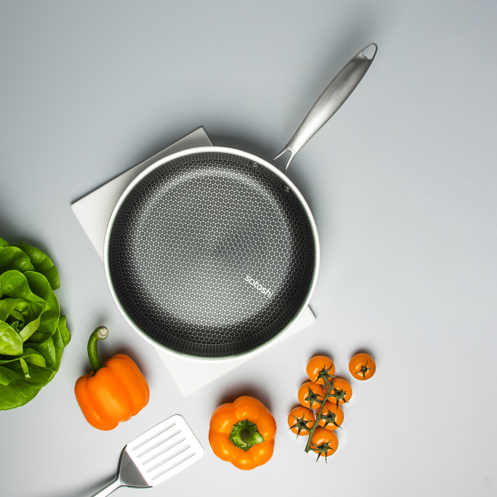 SATOSHI Савона Сковорода Triply 3-х слойная 28х5,3см, нерж.сталь 18/10, антиприг.покр. "соты", инд - #14