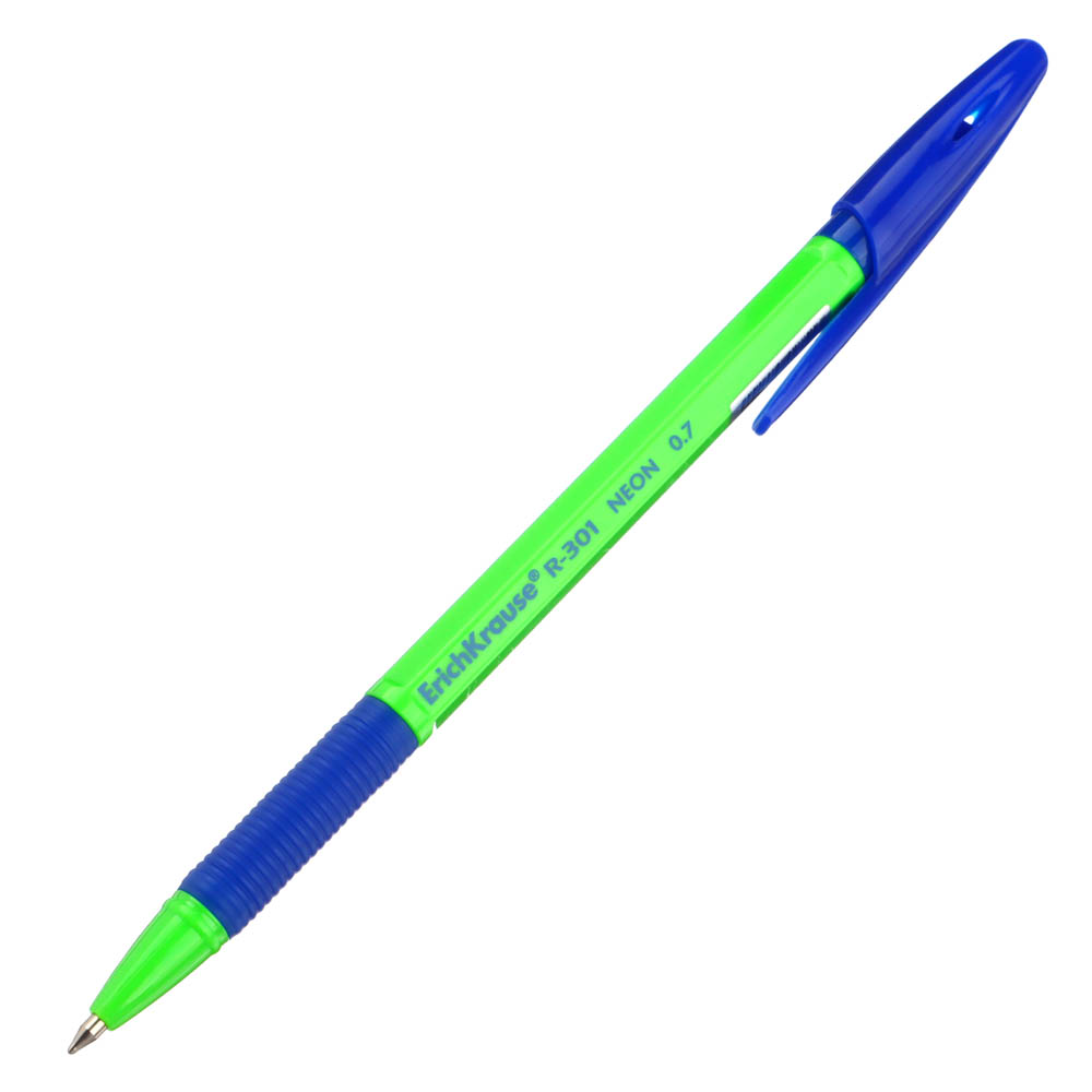 Ручка Erich Krause "Неон Стик энд Грип", шариковая, синяя, 0,7 мм - #2