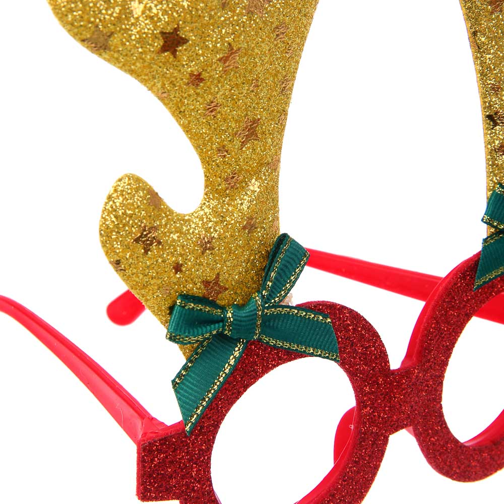 СНОУ БУМ Очки новогодние с рожками, 13см, полиэстер, пластик, 2 дизайна - #4