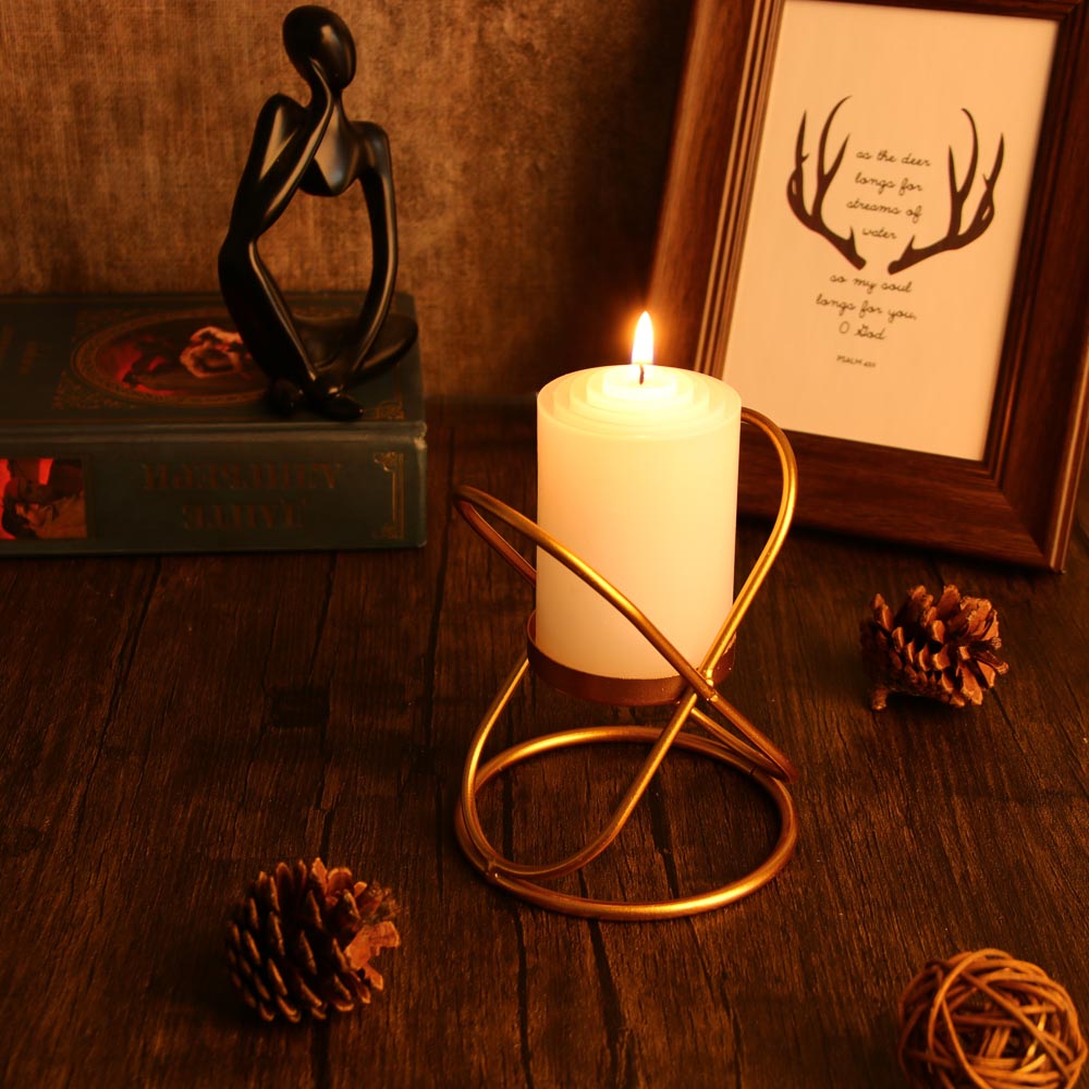 Подсвечник металл, 9х9х10 см, цвет золотой - #3