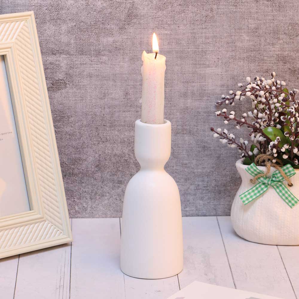 Подсвечник, 5,3х5,3х13,3см, керамика, цвет белый, арт.16 - #4