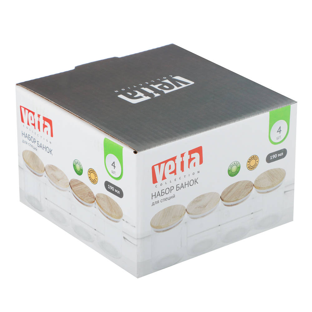 VETTA ЭКО Набор банок для специй, 4шт., 190мл,стекло, бамбук - #7