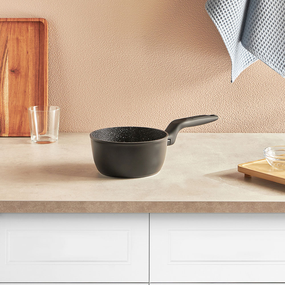 SATOSHI Стоун Ковш d16см 1,3л, антипригарное покрытие Мрамор, индукция - #8