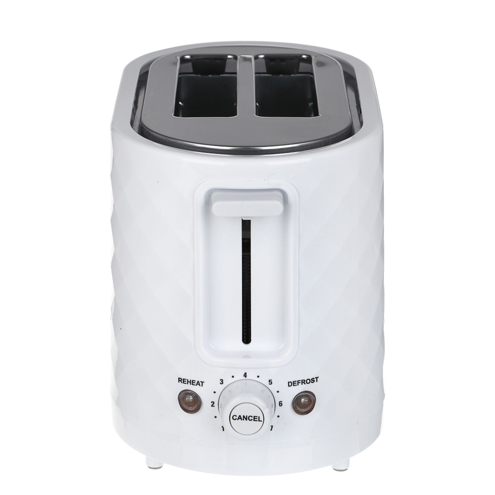 LEBEN Тостер, 650 Вт, 2 слота, режим разморозки, поддон для крошек, пластик, металл, белый - #4