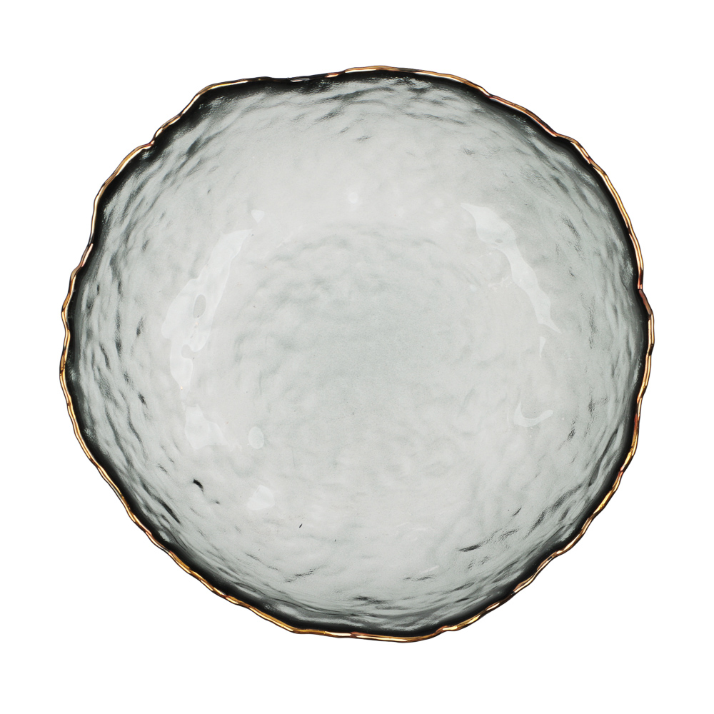 MILLIMI Салатник 13.5x13.5x6см, стекло, серый с золотой каймой - #5