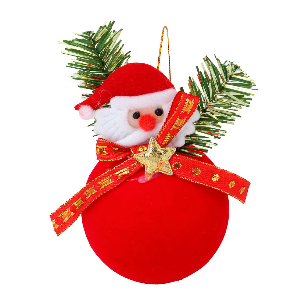 Украшение декоративное Сноубум подвесное шар "Санта", 8x14 см - #1