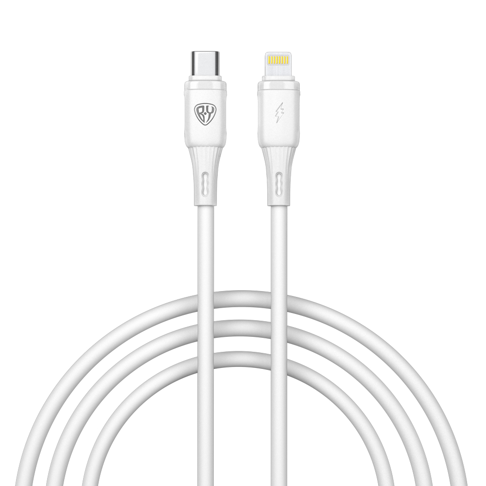 Кабель для зарядки Type C-iP BY Twist, 27Вт, 1 м, 3A, гибкий силикон, белый - #1