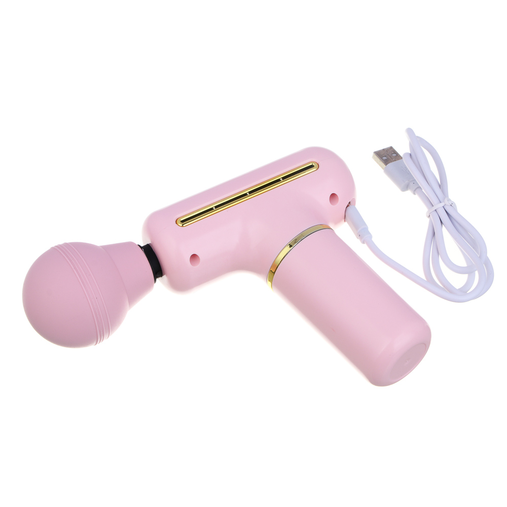 LEBEN Массажёр перкуссионный, 4 режима, розовый, 1200 мА/ч, сила удара 10-12кг - #5