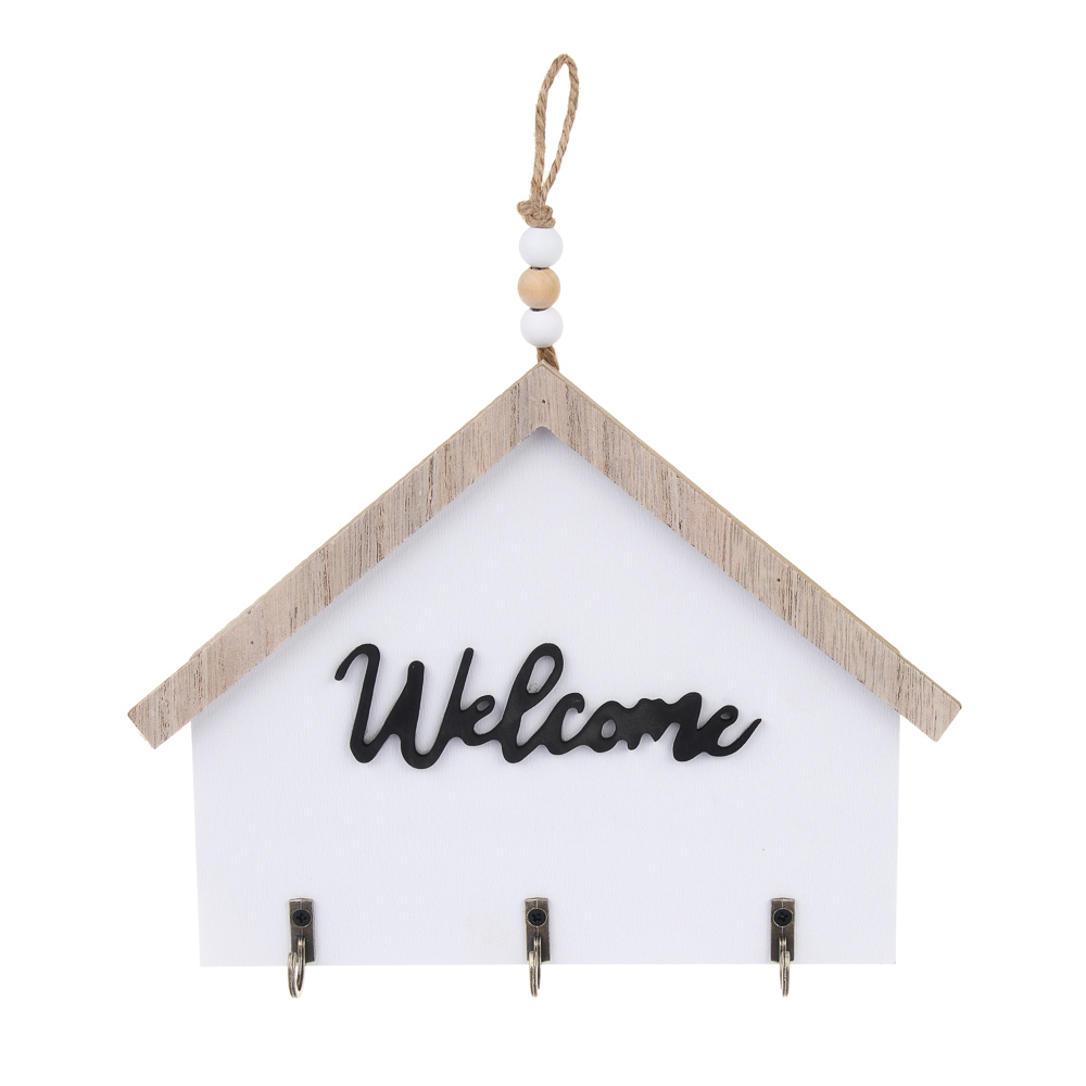 Ключница открытого типа WELCOME на 3 крючка, 17x22x3 см, МДФ - #1