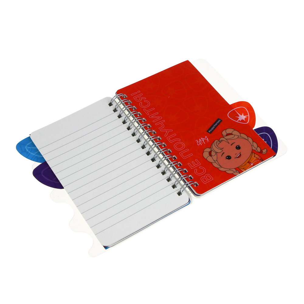 BY Русские Супергерои Записная книжка на пружине 10,5х14см, "Кавай", 64л., 4 разделителя, пласт.обл. - #8