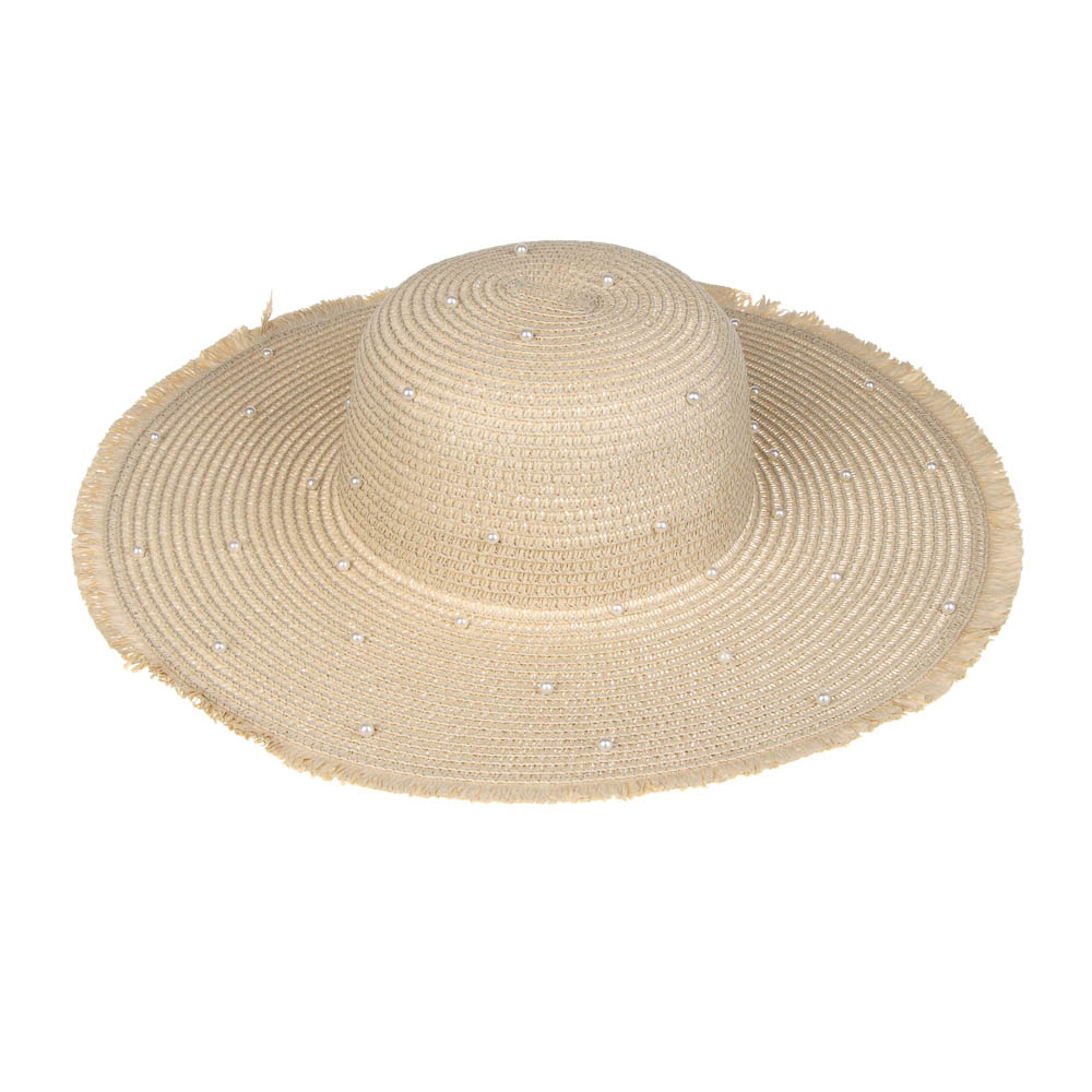 Шляпа женская с декором, р. 58, 100% целлюлоза, тм GALANTE, бежевая - #1