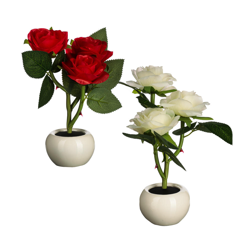 LADECOR Светильник Цветок в виде роз, в горшке, 27х12х13см 1хCR2032, 2 цвета - #1