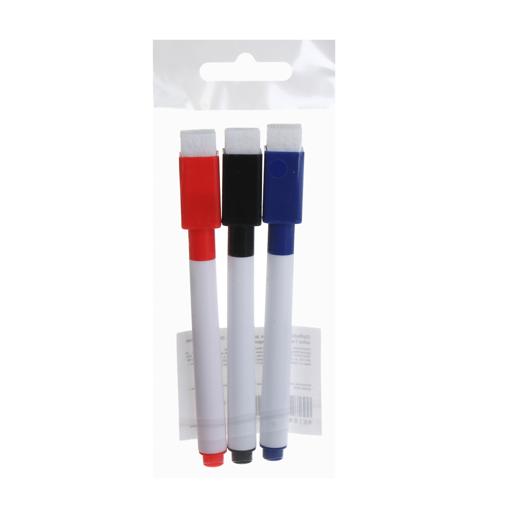 ClipStudio Маркеры для доски, 11 см, с губкой и магнитом, набор 3 цвета, пакет европодвесом - #7