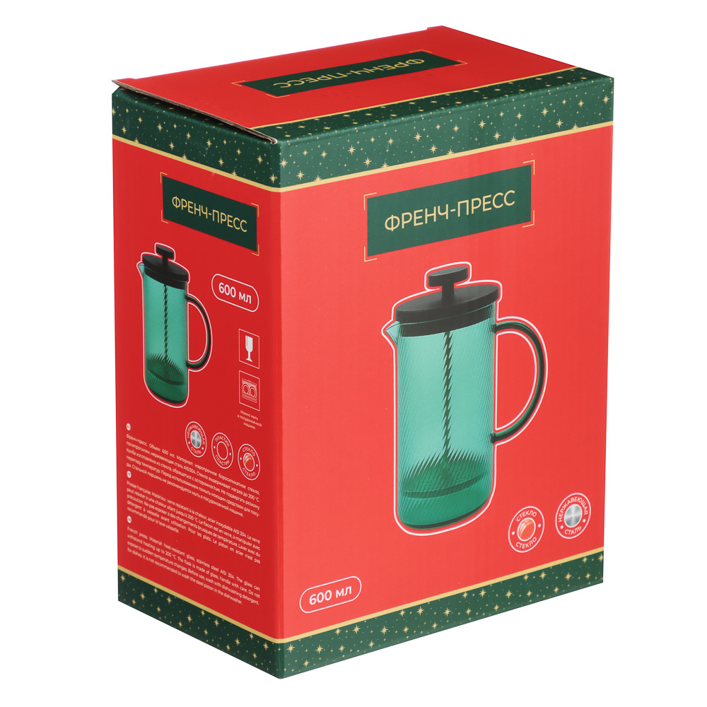 Новогодняя коллекция Щелкунчик Френч-пресс 600мл, жаропрочное стекло - #7
