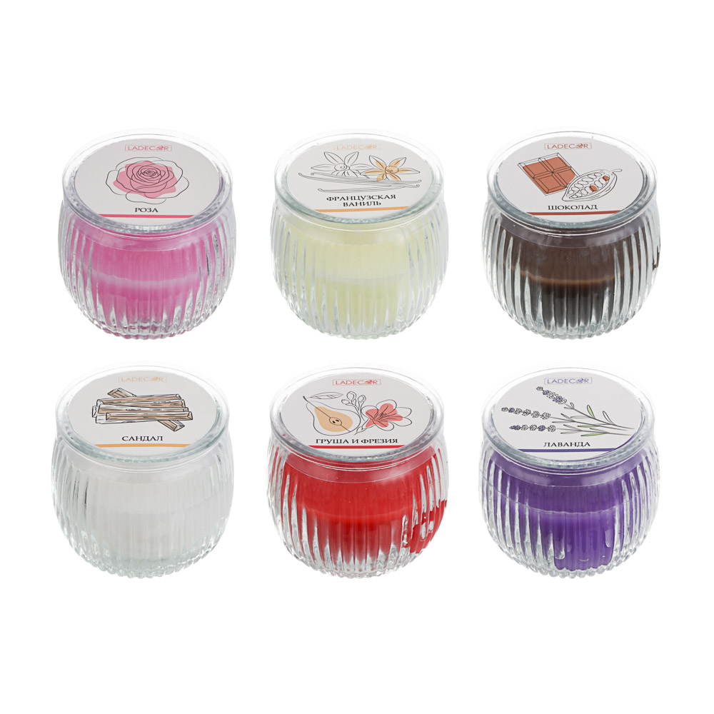 LADECOR Свеча ароматическая в стеклянном подсвечнике, парафин,7x6,5 см, 6 цветов - #5