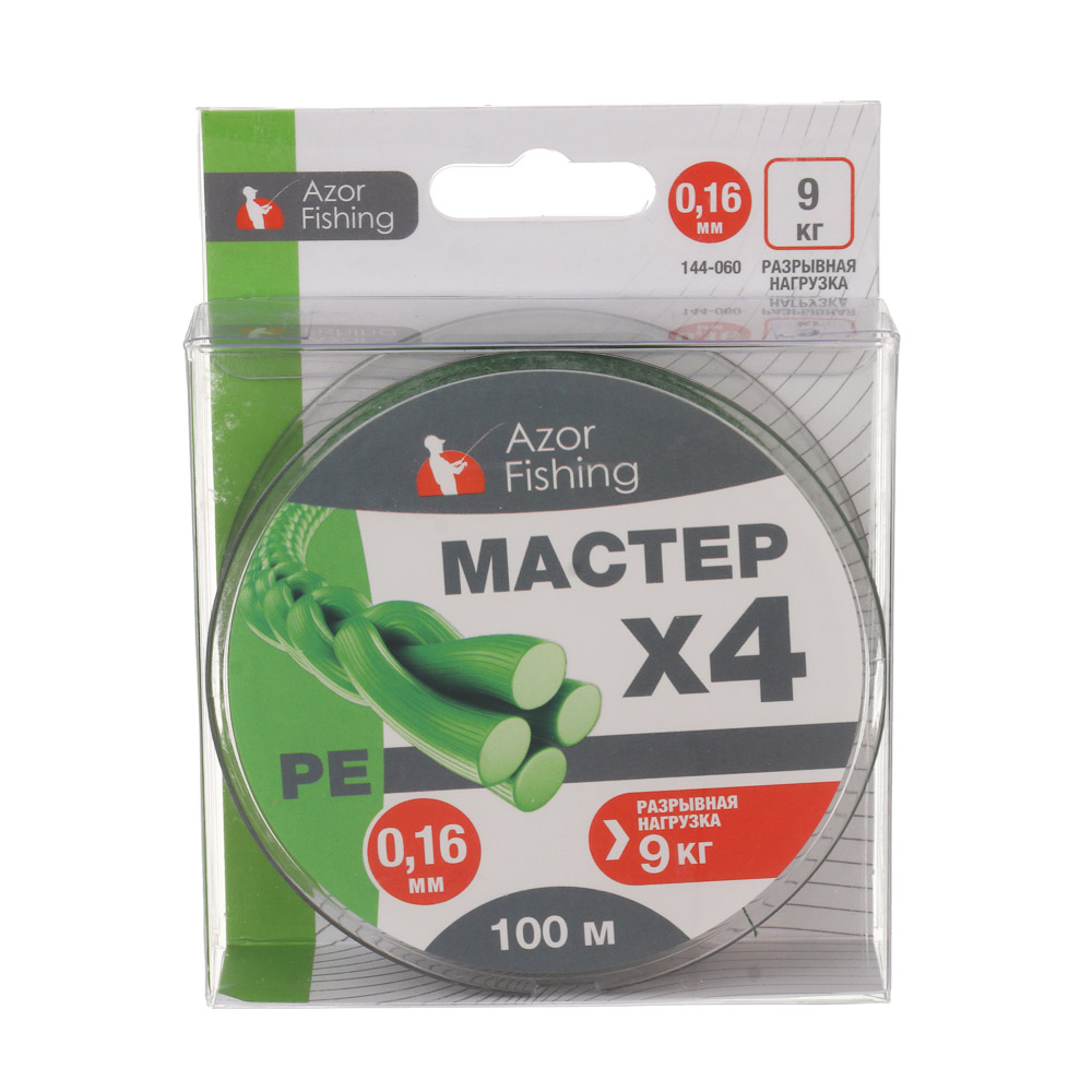 Леска плетеная "PE Мастер" тм AZOR FISHING, 100м, 0,16мм, 9,0кг, зеленая - #6