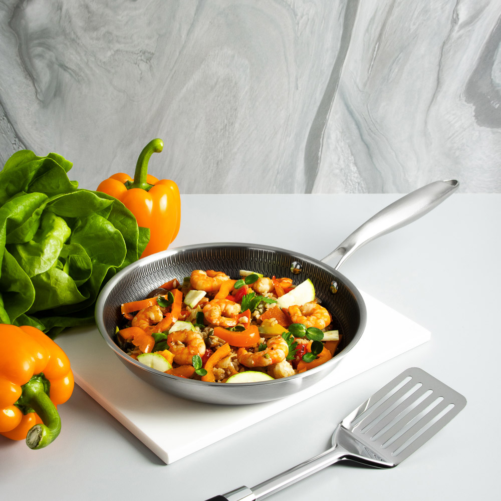 SATOSHI Савона Сковорода Triply 3-х слойная 24х4,3см, нерж.сталь 18/10, антиприг.покр. "соты", инд - #10