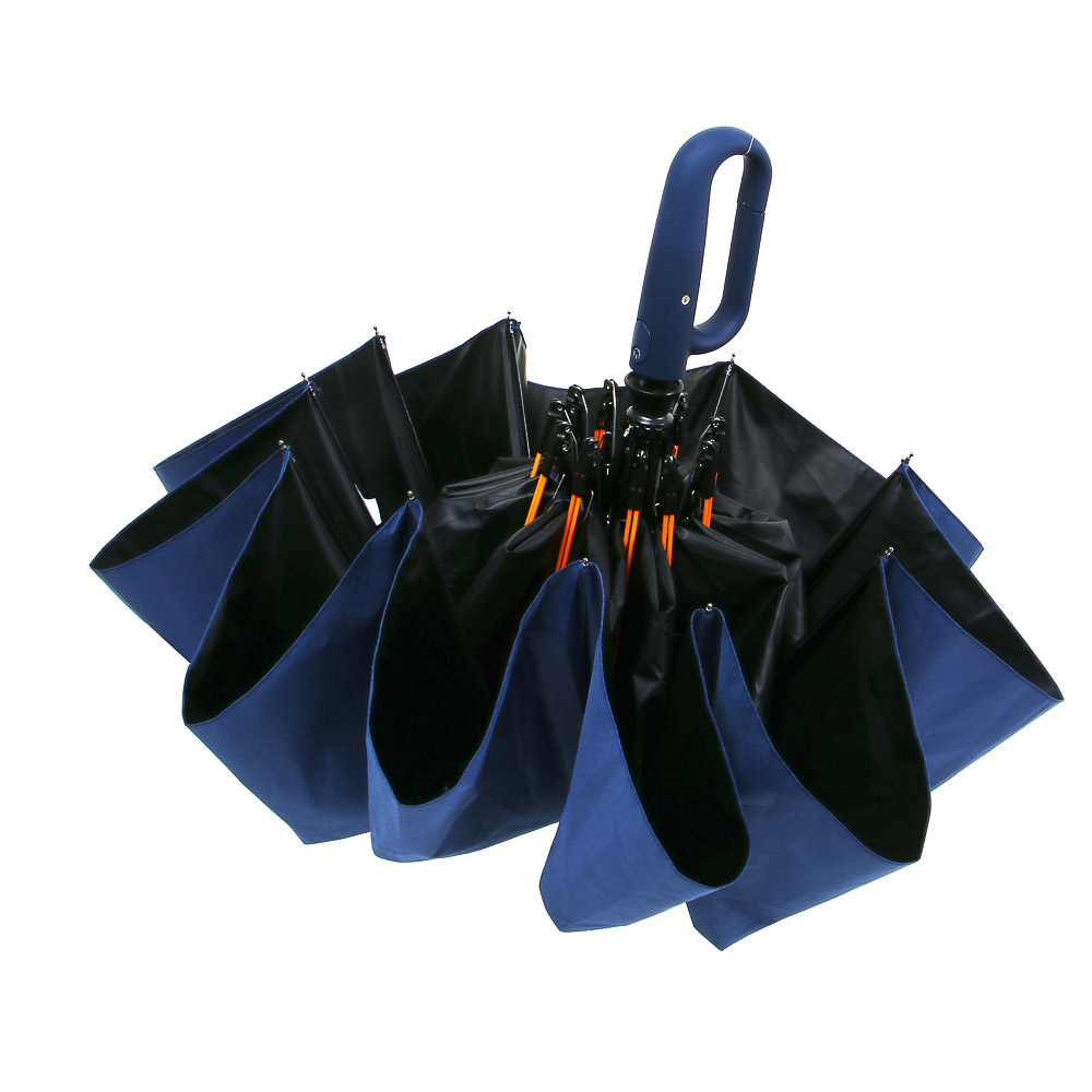 Зонт автомат, усиленный, ручка-карабин, стекловолокно, металл, пластик, ПЭ, винил, d103см, 10 спиц - #5