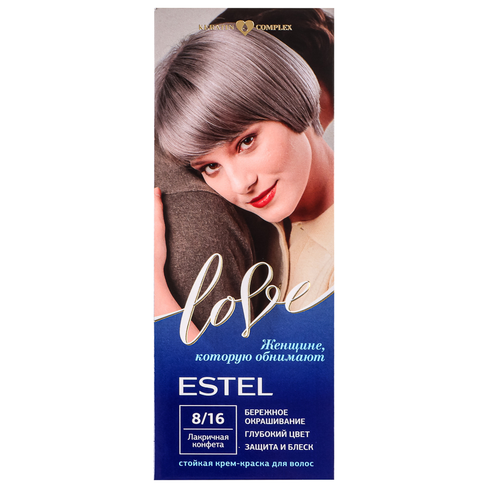 Стойкая крем-краска для волос ESTEL LOVE, тон 8/16, "Лакричная конфета" - #1