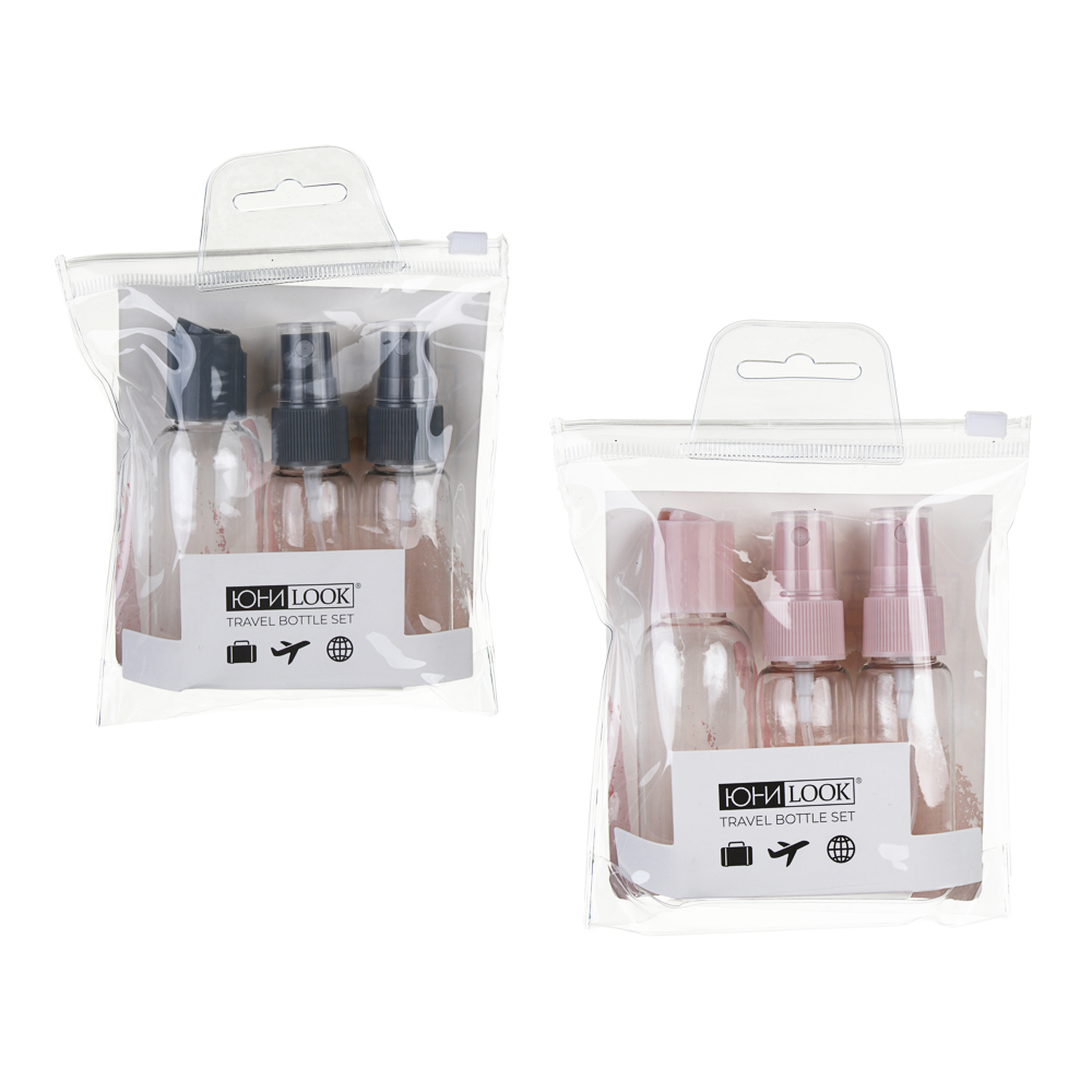Набор для косметики дорожный 3 предмета (2 шт-50 мл, 1шт-30мл) тм ЮНИLOOK, пластик, 2 цвета - #2