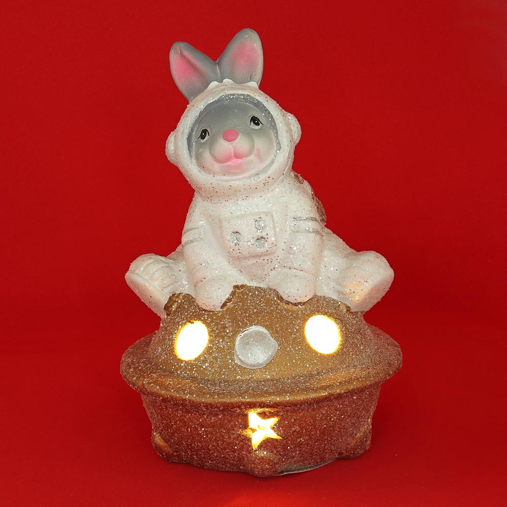 СНОУ БУМ Фигурка в виде кролика с подсветкой, керамика, 10,5x9,7x15,8 см, арт 6, 2 вида - #1