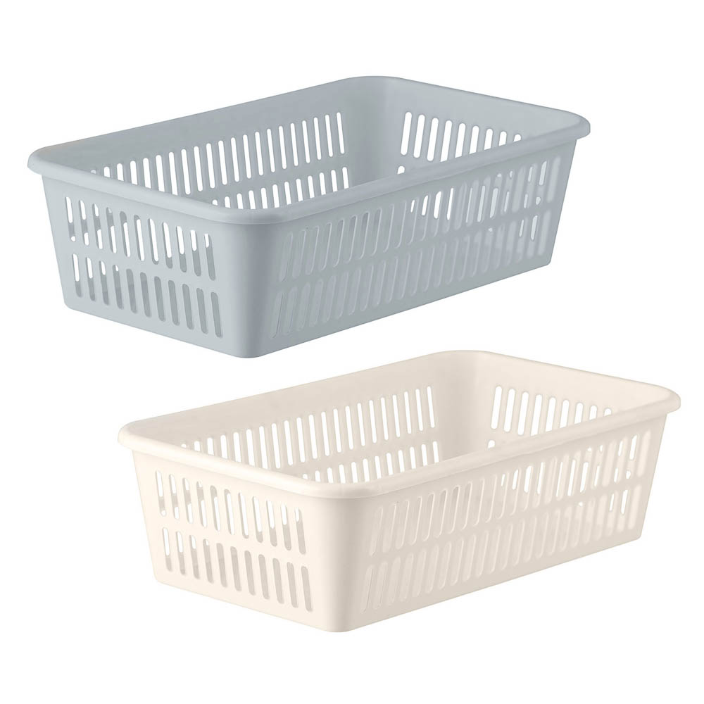 Корзинка универсальная 2л, 250х150х72мм, белый, серый, пластик - #1