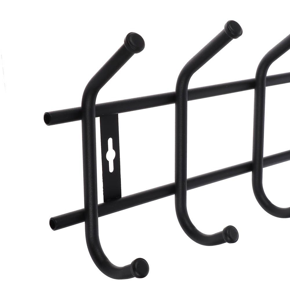Вешалка настенная, 7 крючков, металл, цвет матовый черный - #2