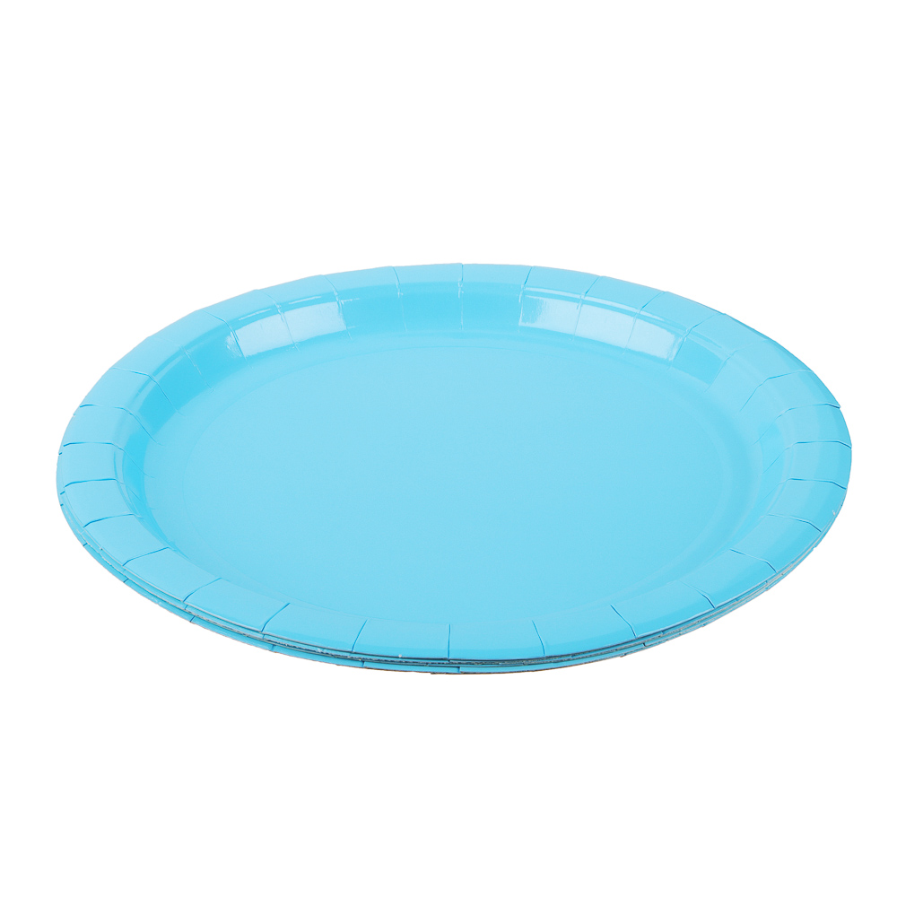 Набор бумажных тарелок 6шт, 23 см, голубой - #2