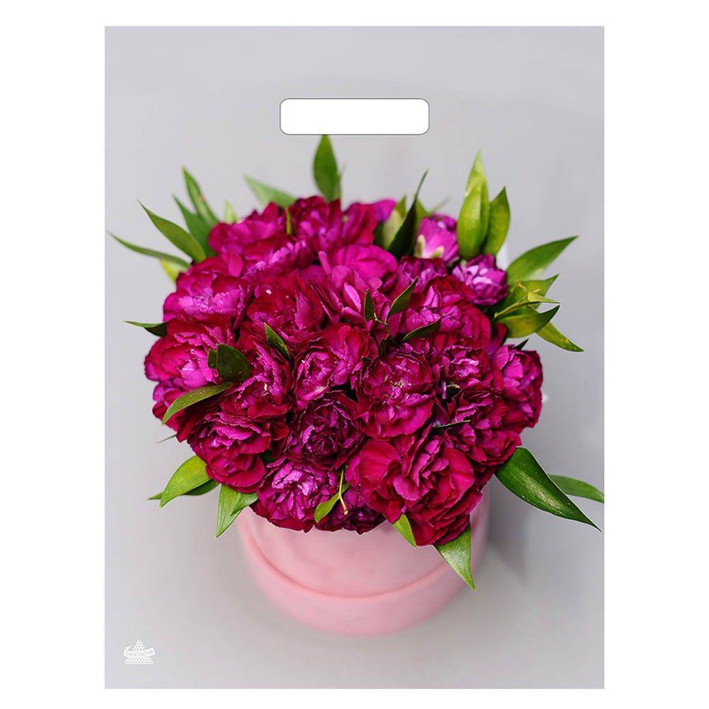 Пакет Корзина пионов с вырубной ручкой, 40*31 см, 60 мкм ПВД - #2