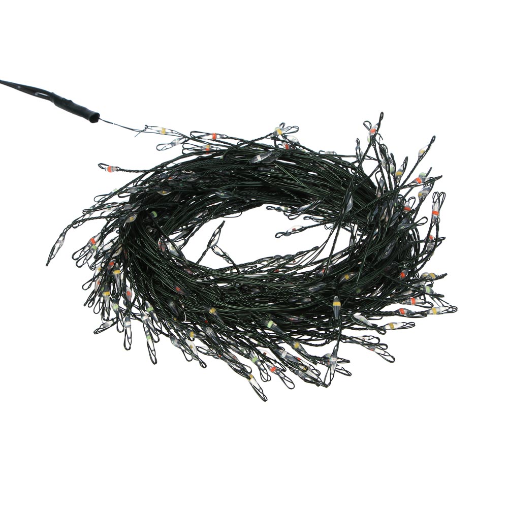 СНОУ БУМ Гирлянда эл. нить росы мишура 10м, 280LED, мульти, пост.свеч., мед.провол., зел. цвет, 220В - #3