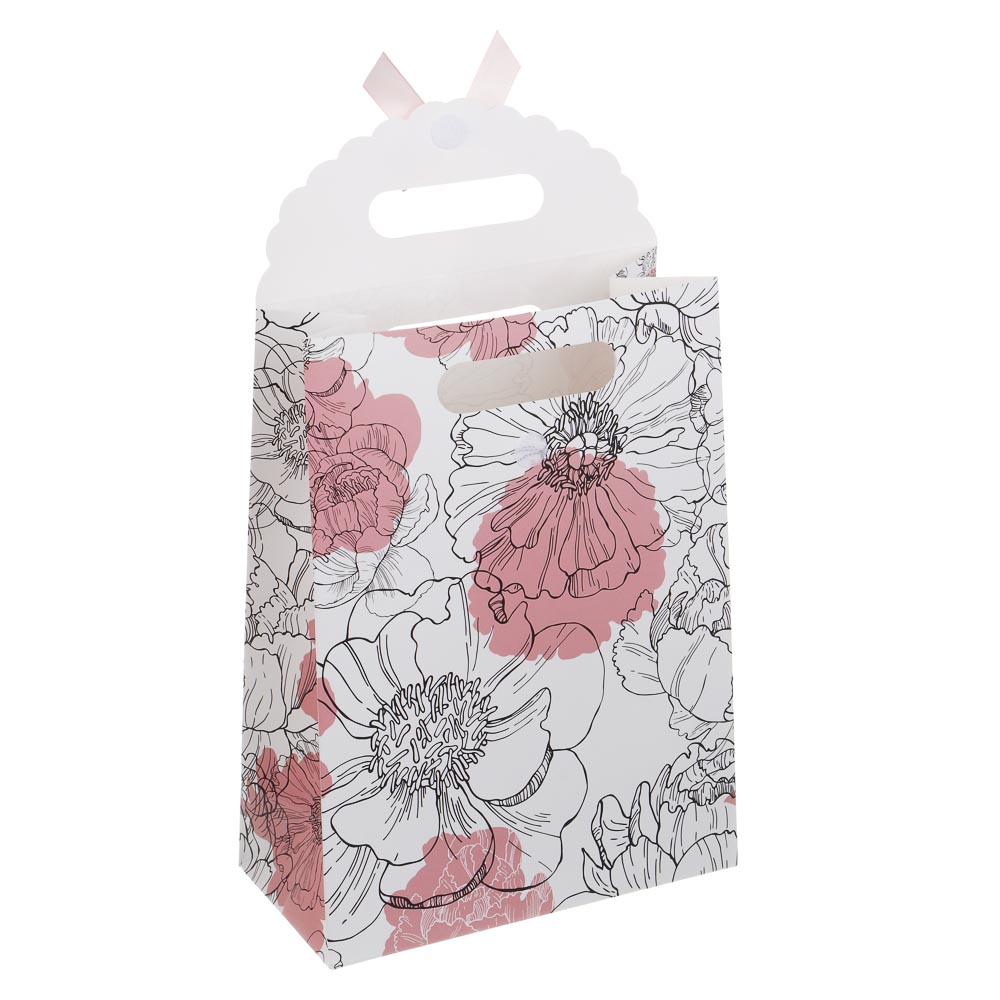 Пакет подарочный бумажный тм LADECOR, M 27x19x9 см, "Цветы" арт 1, 4 дизайна - #4