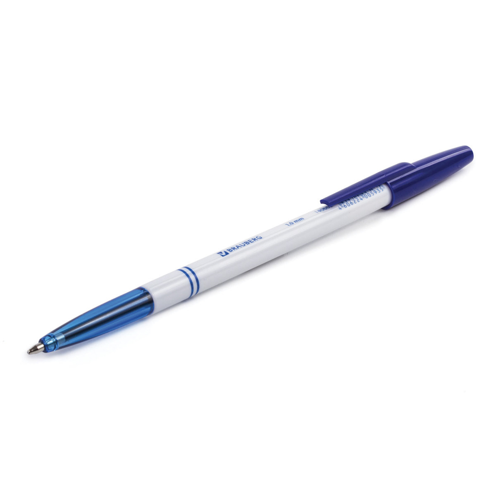 Ручка шариковая "Офисная", синяя, белый корпус, 1 мм, линия письма 0,5 мм, 140662 - #6