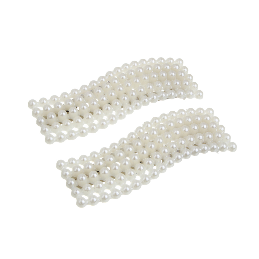 Зажим для волос со стразами 2шт, тм ЮНИLOOK, 6-8см, металл, искусствен. жемчуг, 6 дизайнов, #14 - #2