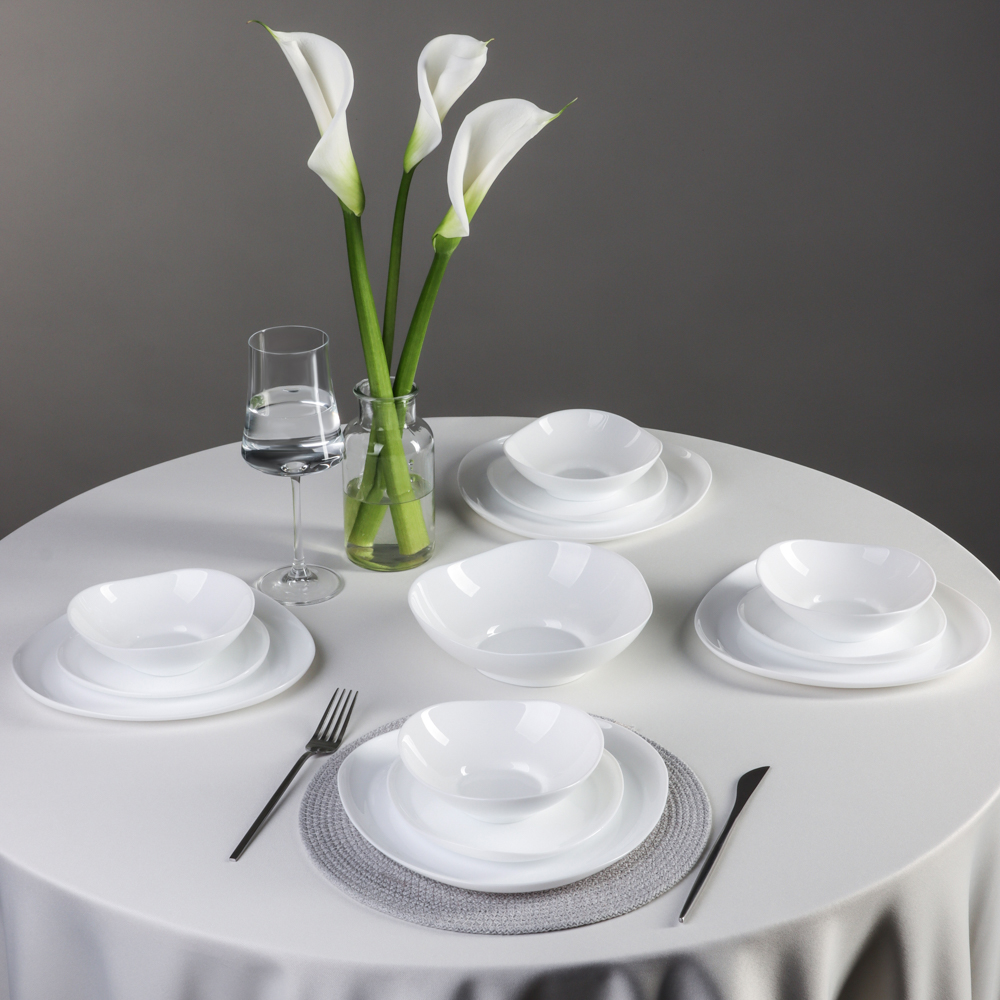 MILLIMI Набор столовой посуды 13 пр., треугольный, опаловое стекло - #12