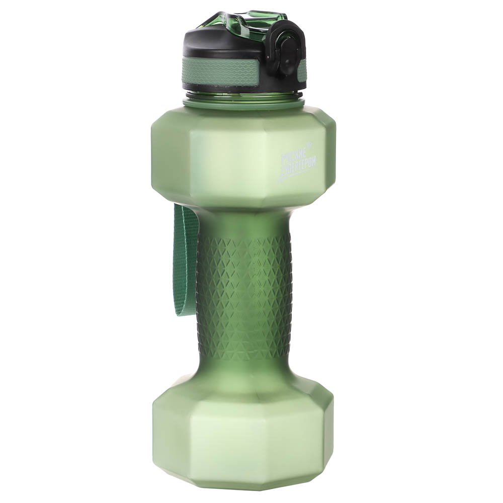 Бутылка спортивная в форме гантели, тм BY Русские Супергерои, 1000мл, 27х10см, пластик PETG, 3 цвета - #13