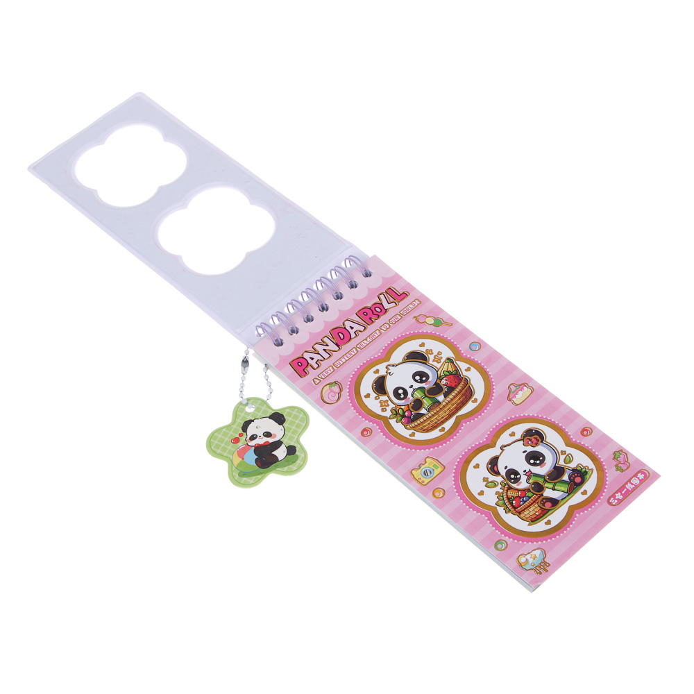 Записная книжка "Панда" 7х26см, с наклейками и брелоком, PET, бумага, 4 дизайна, шоу-бокс - #6