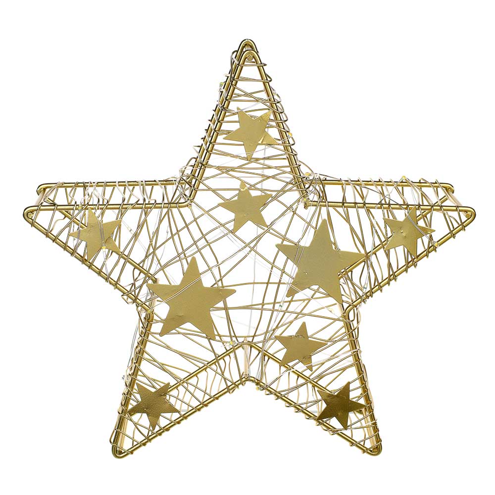 СНОУ БУМ Сувенир гирлянда нить в форме звезды, 2хАА, 23,5x6x22,5 см - #2