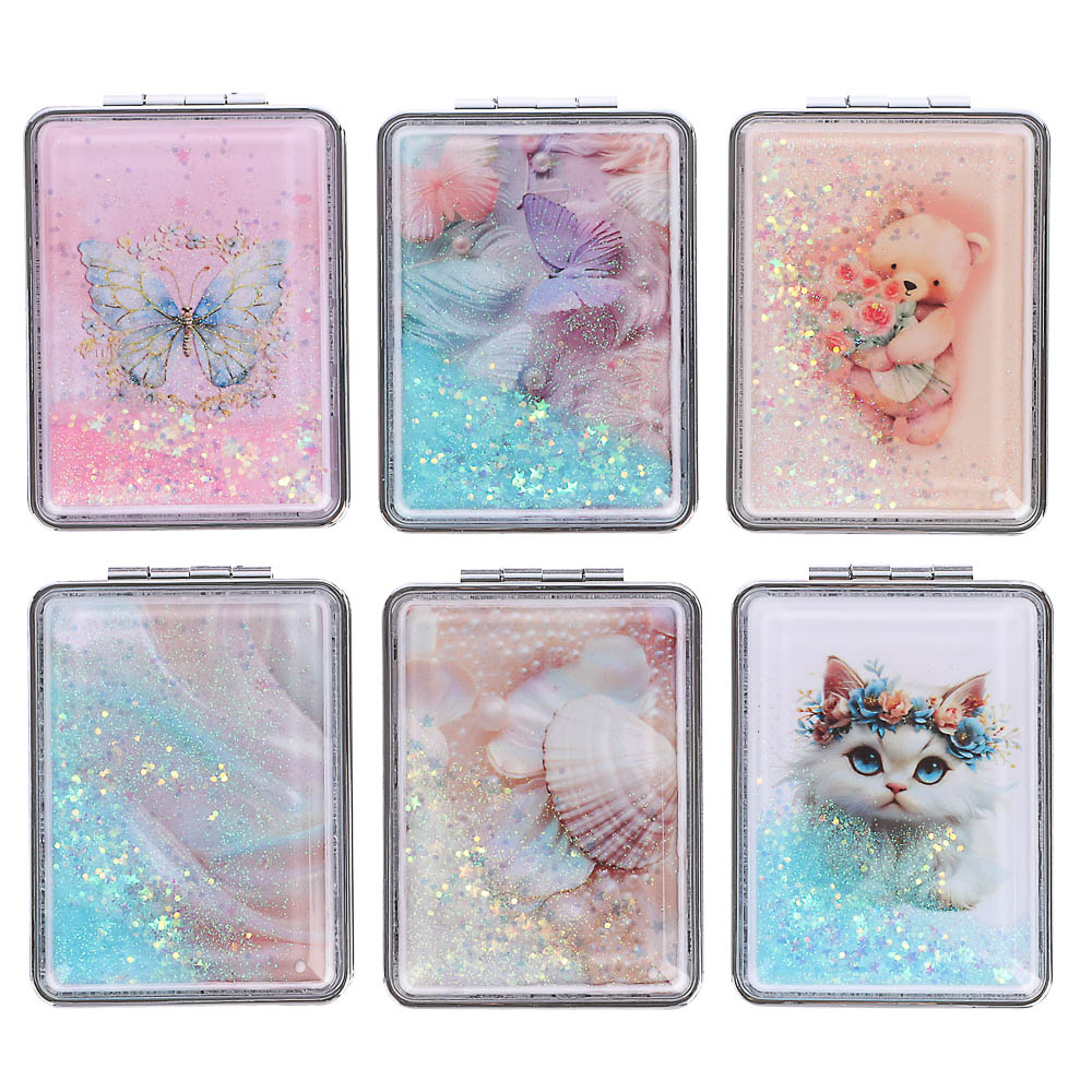 ЮНИLOOK Зеркало карманное, пластик, стекло, 8х5,8см, 6-12 дизайнов - #1