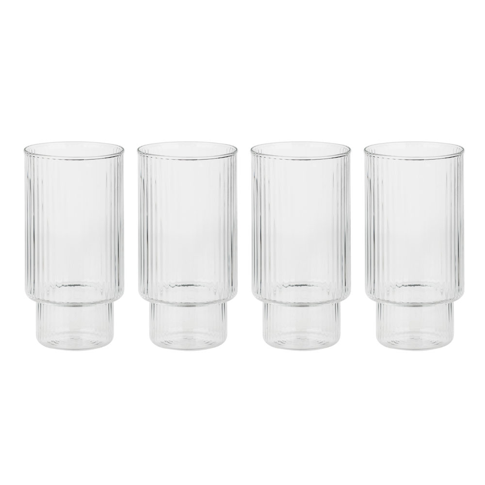 MILLIMI Набор стаканов Астра 400 мл, 4 шт, стекло, рифленый - #1